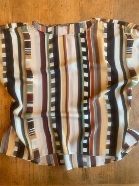Maliparmi Silk Vertical Stripe Short Sleeve Blouse - Multi